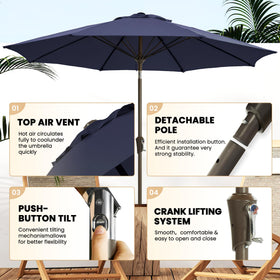 Ayge tilt and crank mechanism enables easy shade adjustment throughout the day.