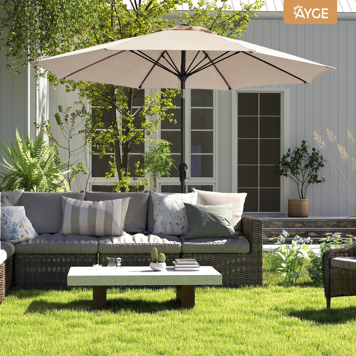 Ayge base not included; pair with a minimum 50 lb base for stability.