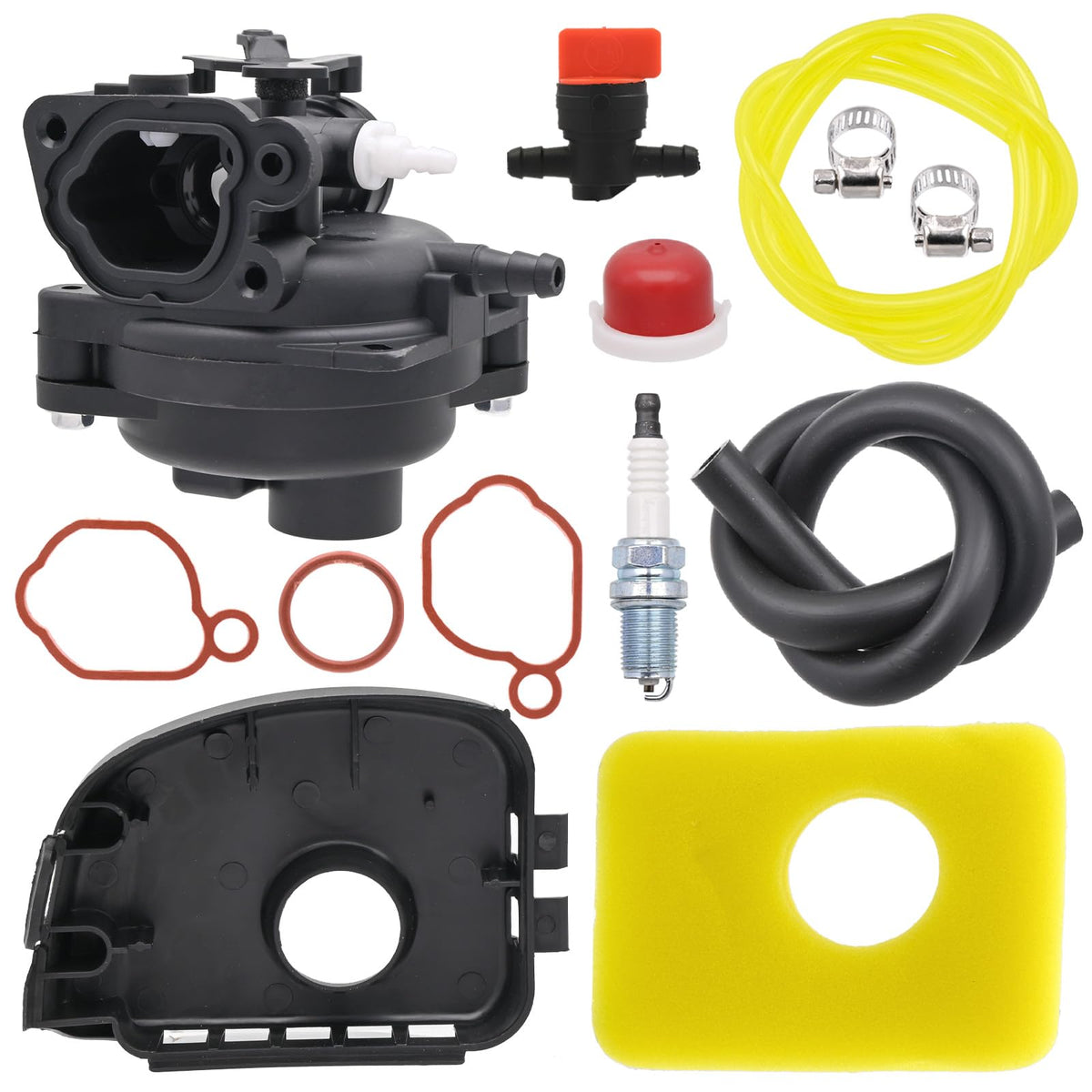 Aylux carburetor kit main package with all essentials for quick lawn mower repairs.