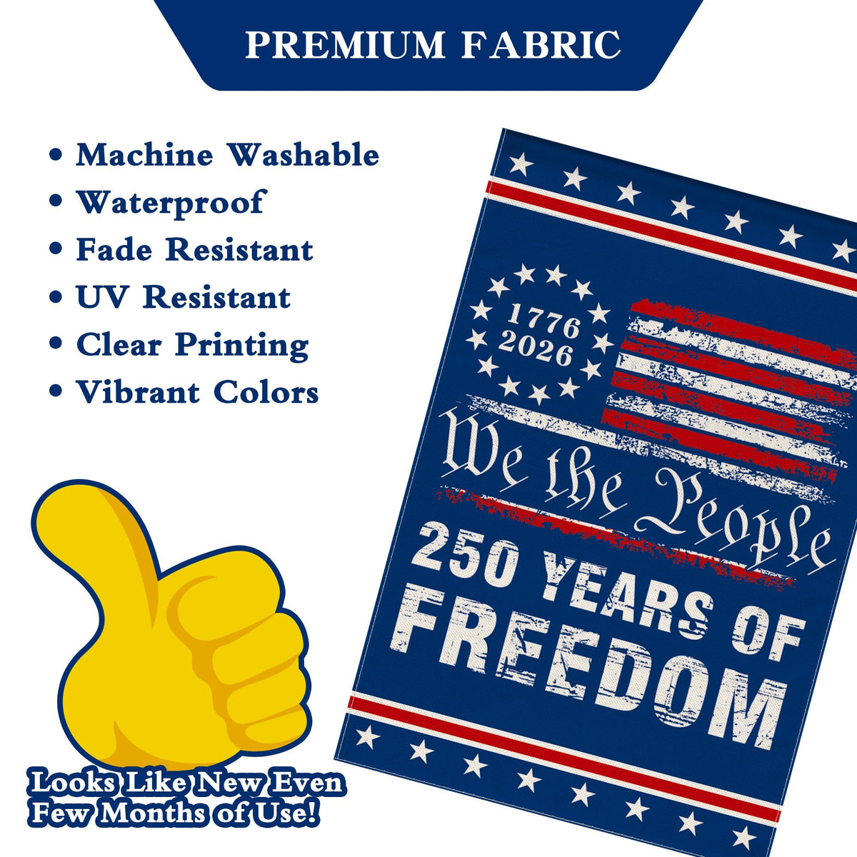 12x18 inch flag shown on a garden pole for easy setup.