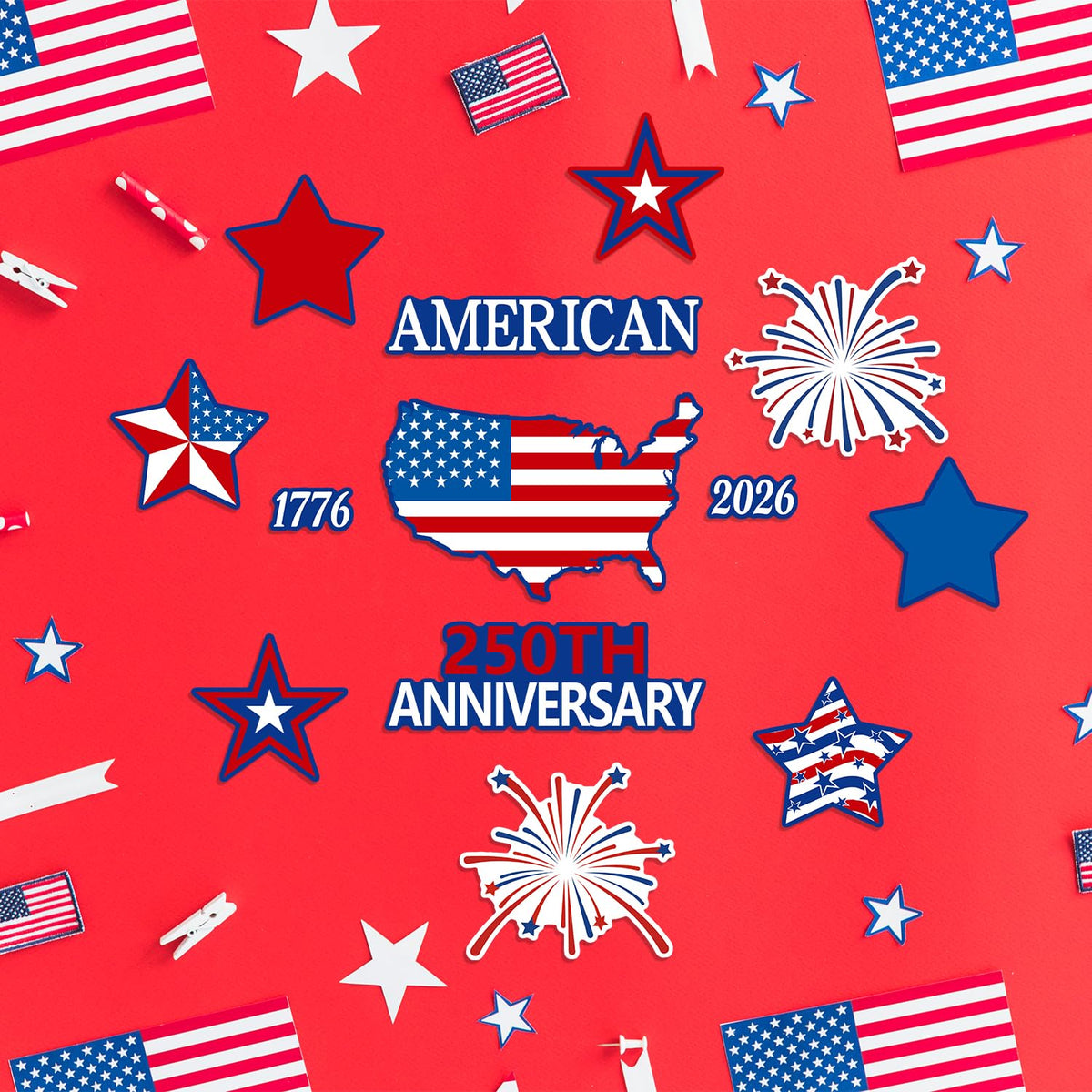 AyMolas 13-piece set offering versatile patriotic decor for the 4th of July.