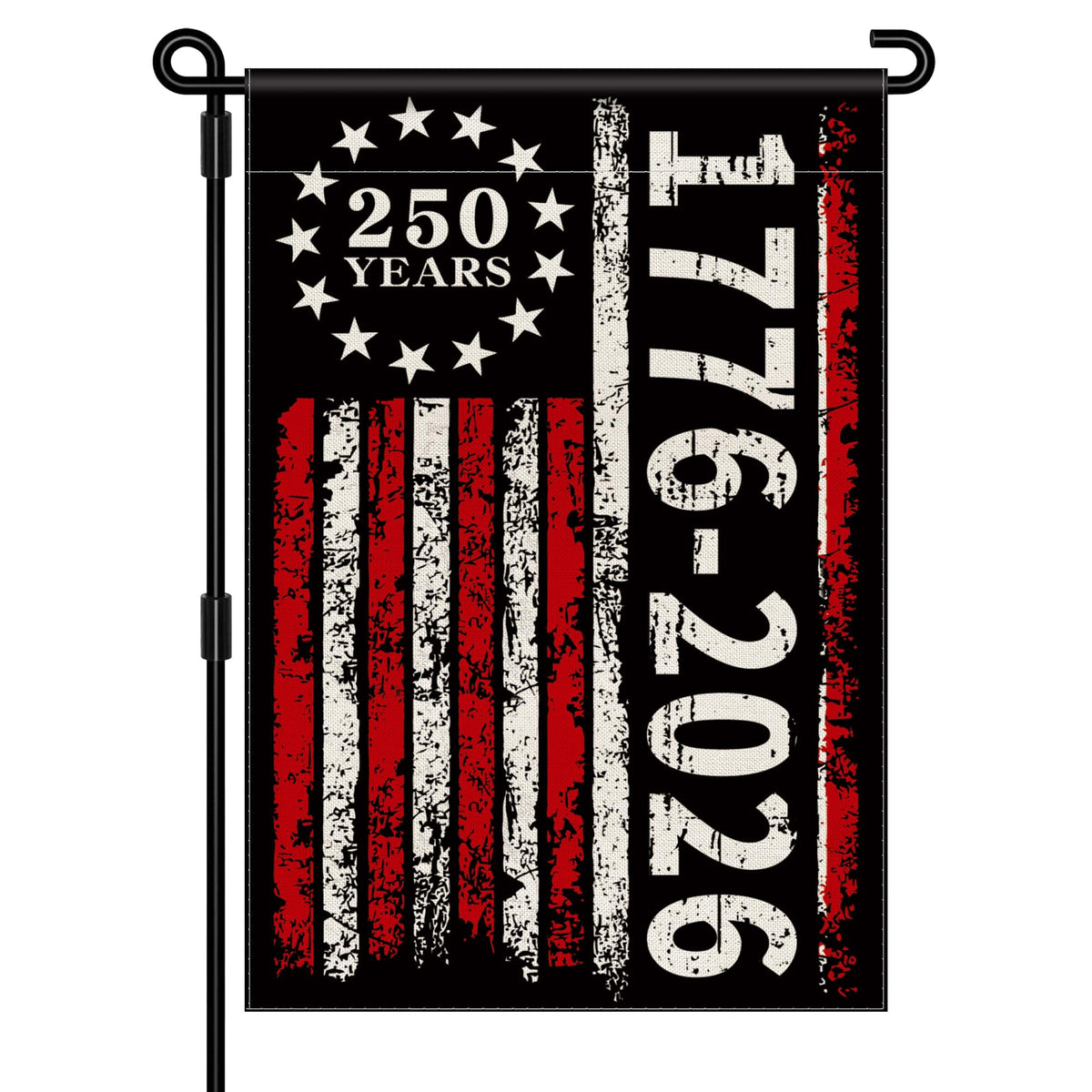 Aymolas 250th anniversary flag front view with double-sided patriotic design for yard display.