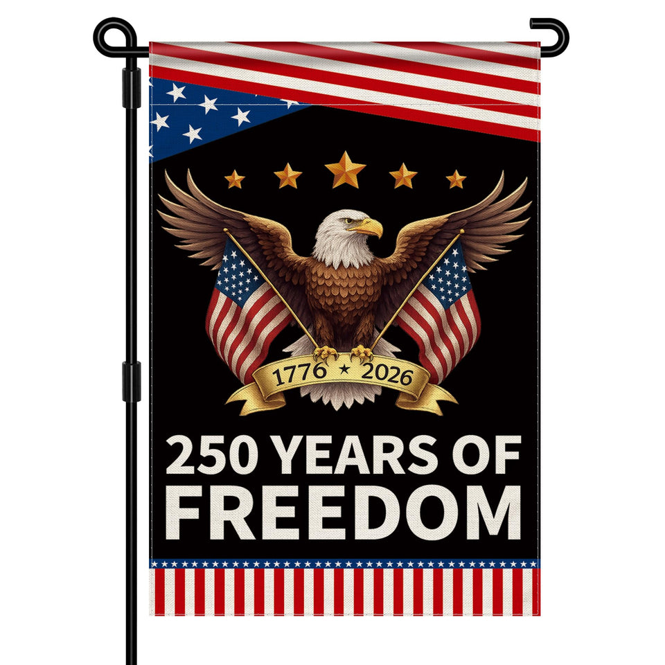 Aymolas 250th Anniversary Flag front view for outdoor garden display elevating curb appeal.