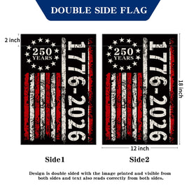 Aymolas 250th anniversary flag garden-decor suitable for porch, yard, or balcony.