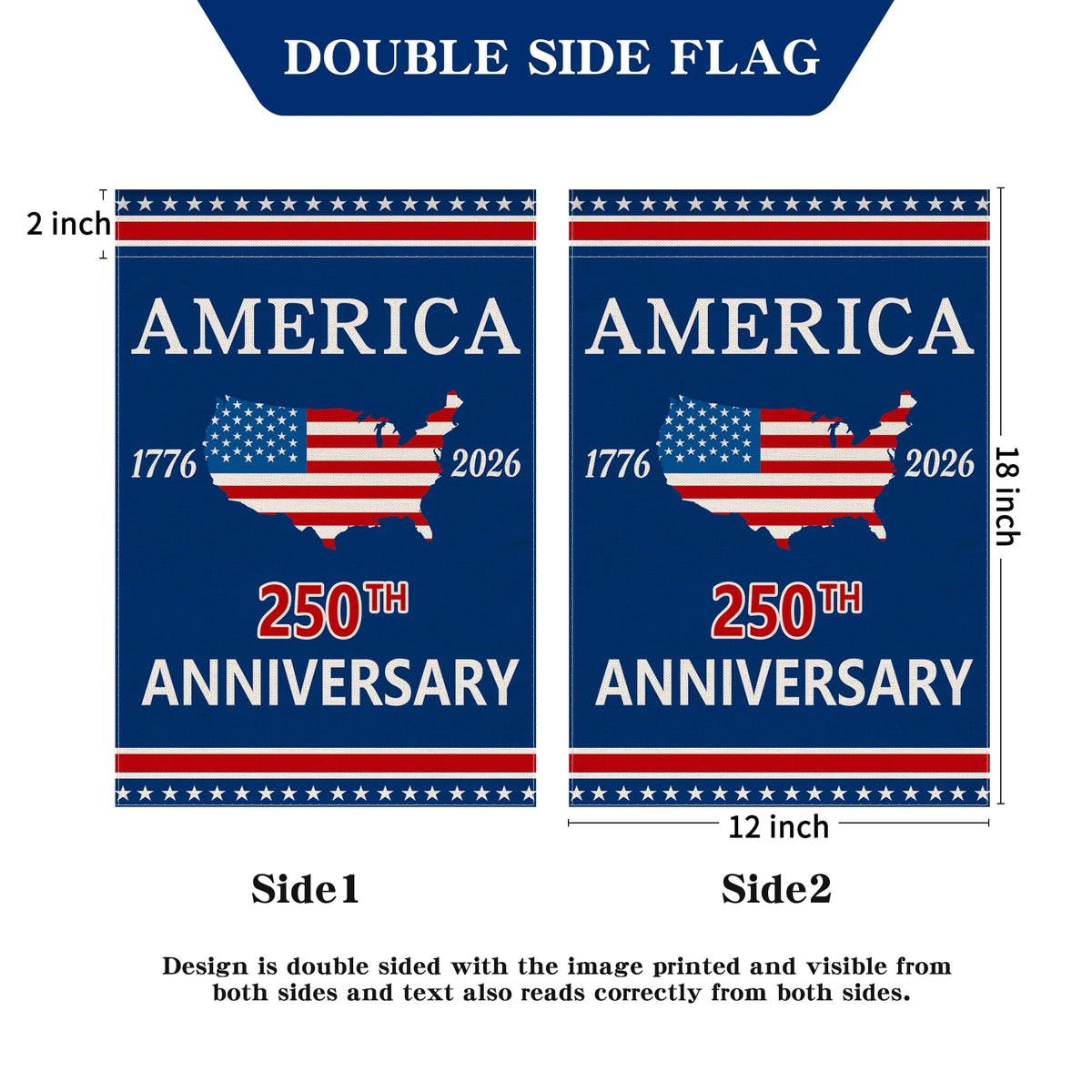 Aymolas 250th anniversary flag suitable for outdoor use in wind