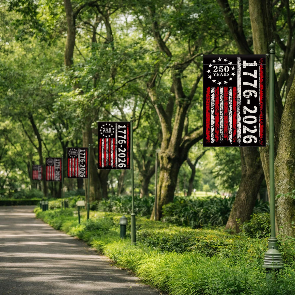 Aymolas 250th anniversary flag weather-resistance keeps colors vivid outside.