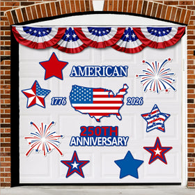AyMolas 250th Anniversary flag-design garage magnet for outdoor decor.
