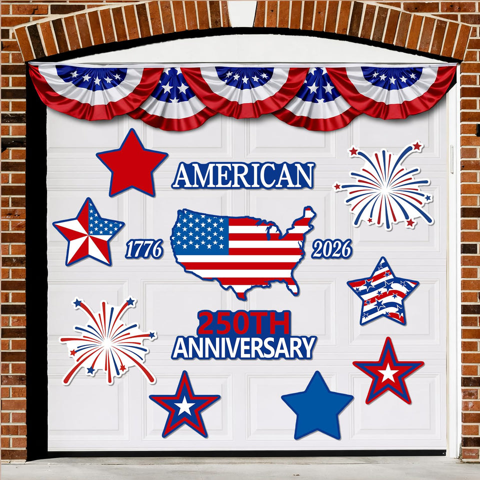AyMolas 250th Anniversary flag-design garage magnet for outdoor decor.
