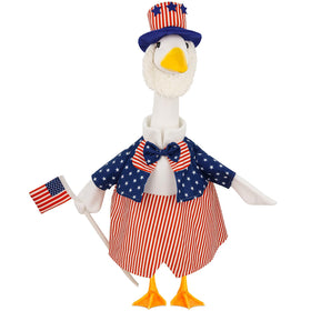 Aymolas 4th of July goose outfit shirt with flag for festive lawn display