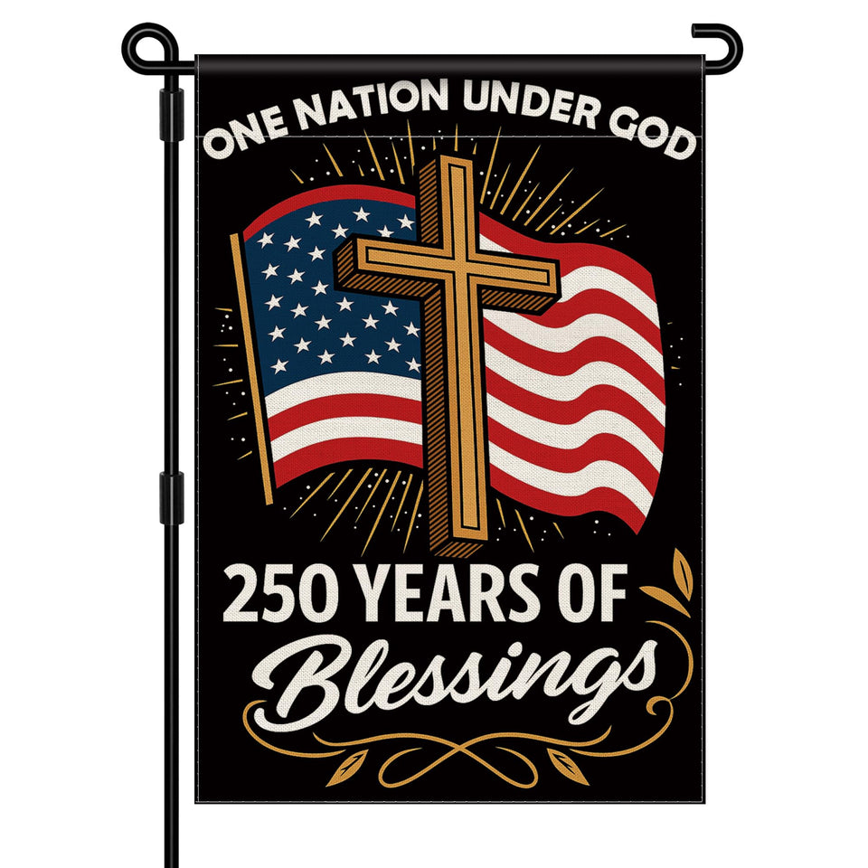 Aymolas Blessings 250 Years flag front view for outdoor display