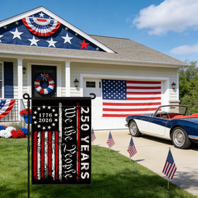Aymolas double-sided USA flag in yard for patriotic display