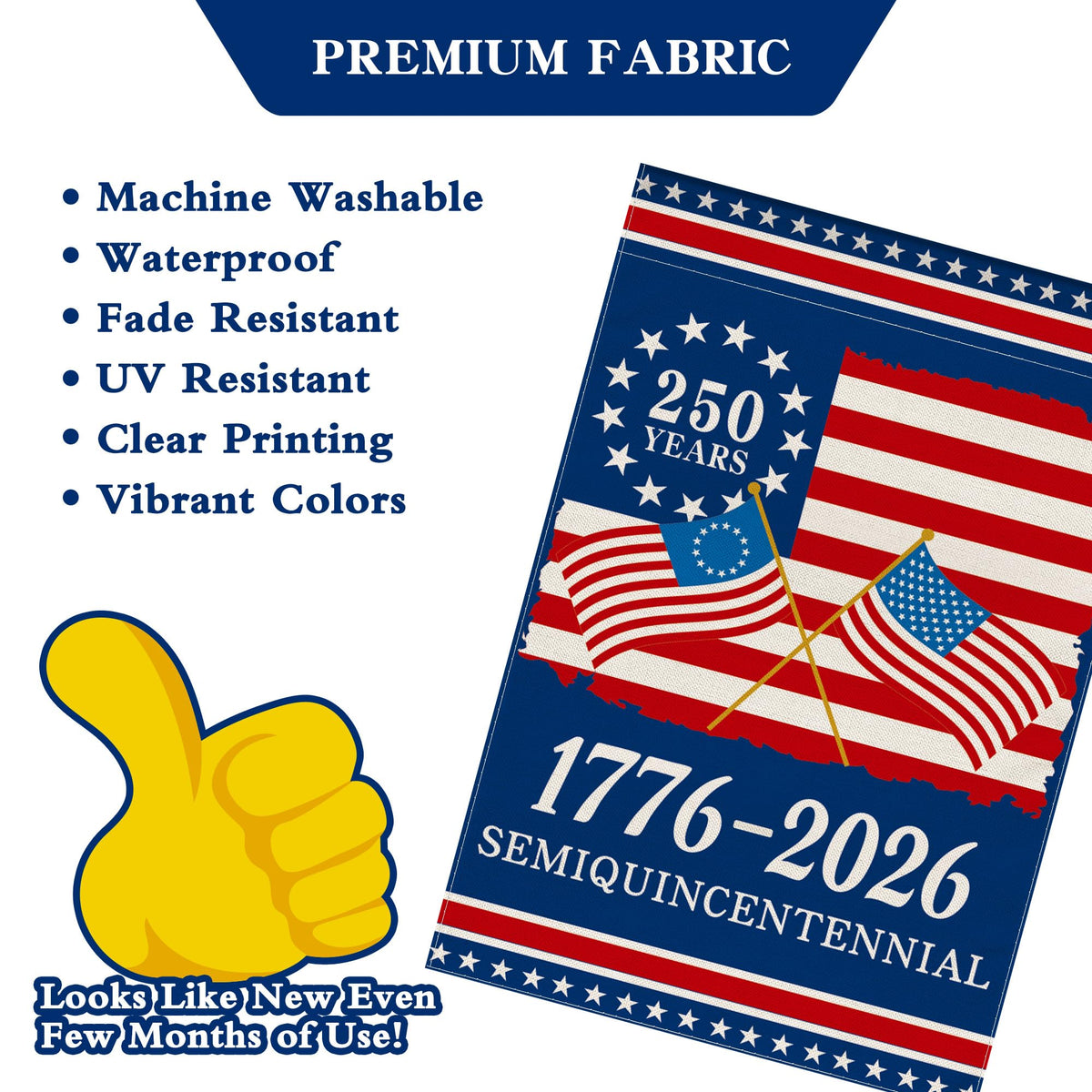 Aymolas fade-resistant flag 1776-2026 preserves color longer