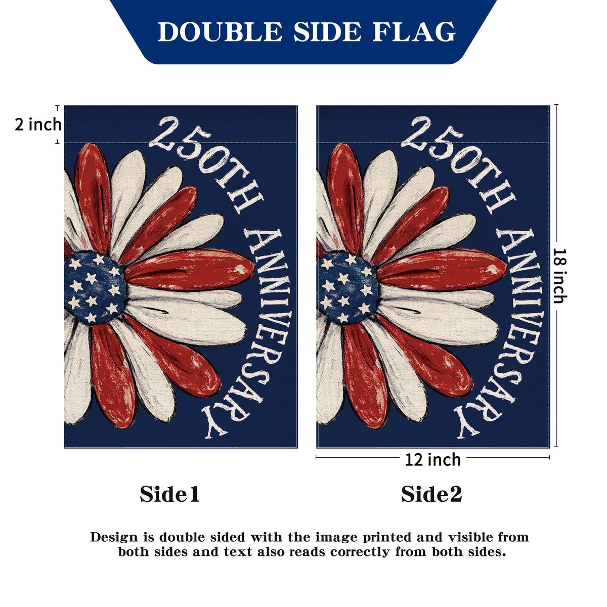 Aymolas patriotic banner designed for outdoor weather resistant use.