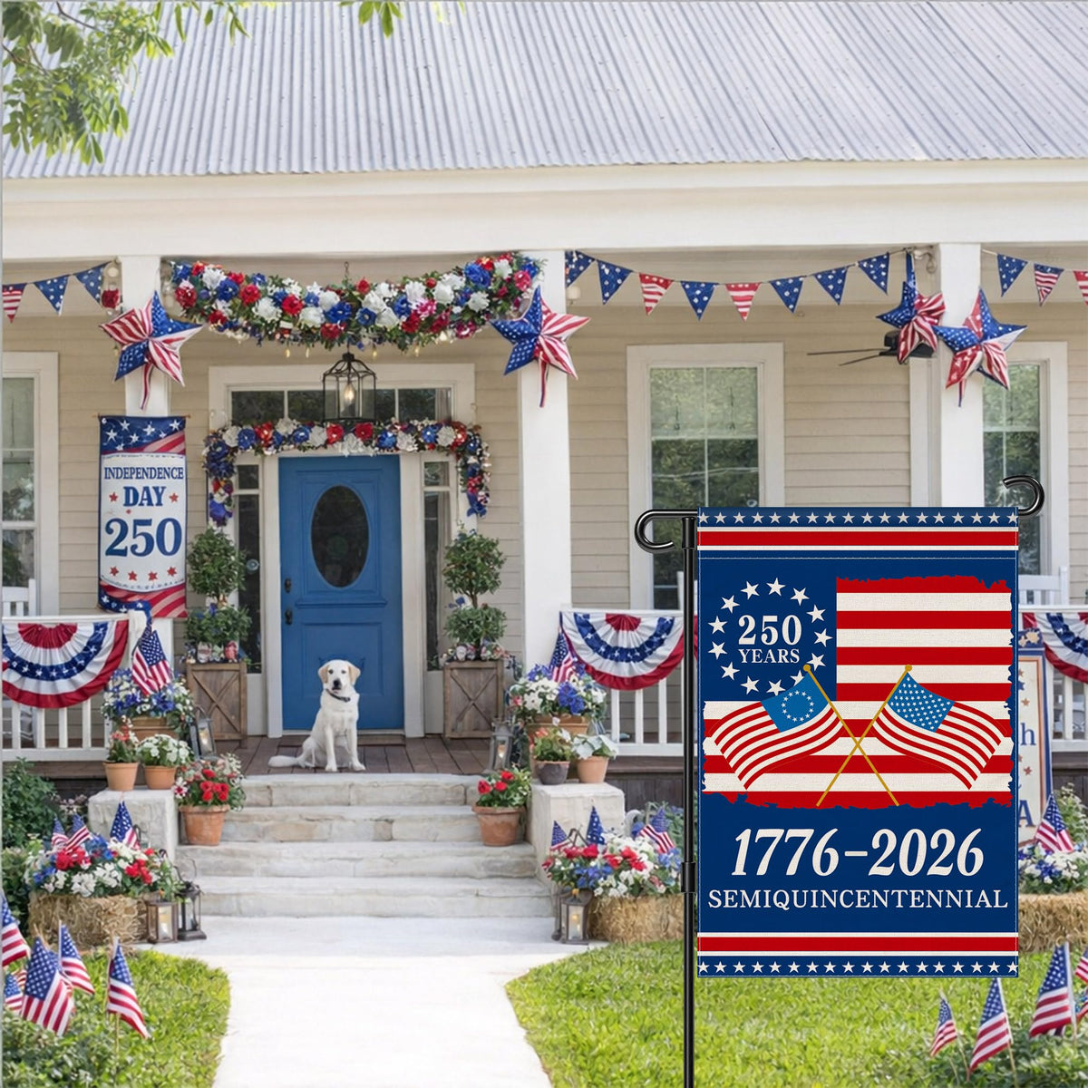 Aymolas indoor-outdoor commemorative flag suits porches and balconies