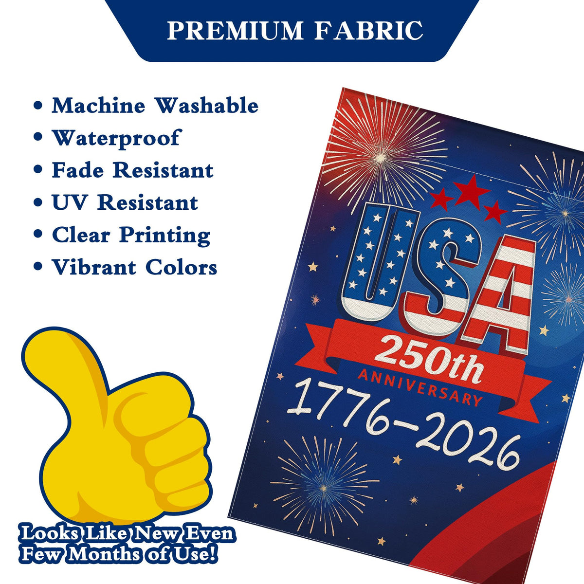 Aymolas patriotic 4th of July design flag for festive outdoor display.