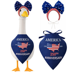 Aymolas US 250th anniversary bandana on a goose for festive curb appeal