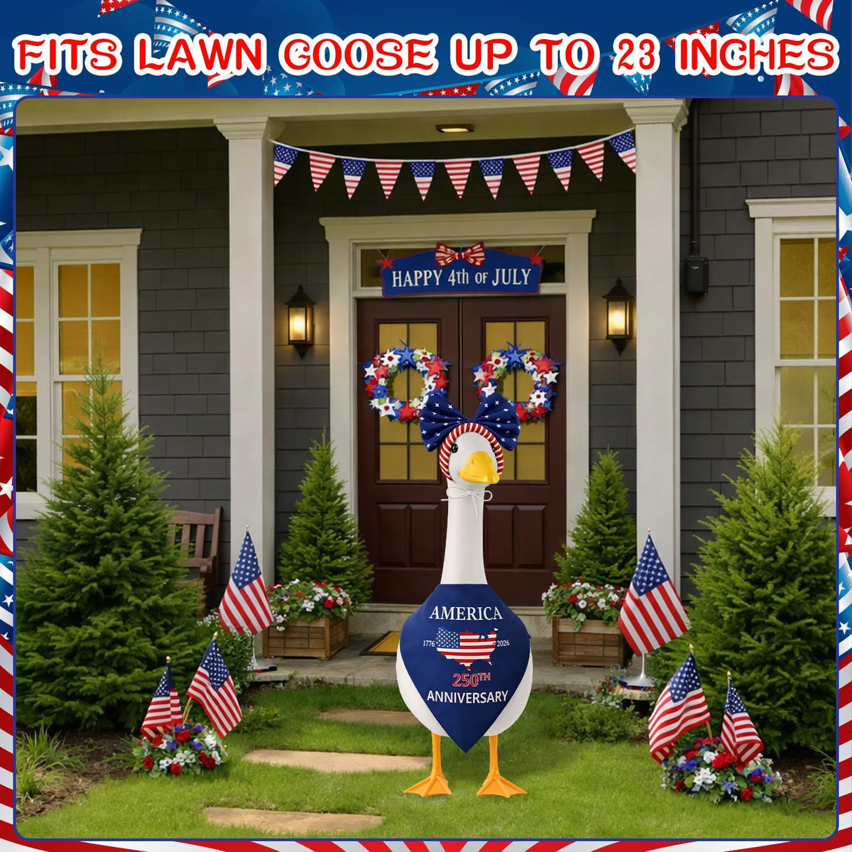 Aymolas US 250th patriotic pattern on goose adds festive outdoor flair