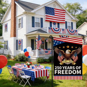 Aymolas 250th Anniversary Flag, USA banner, two-sided visibility for clear displays.