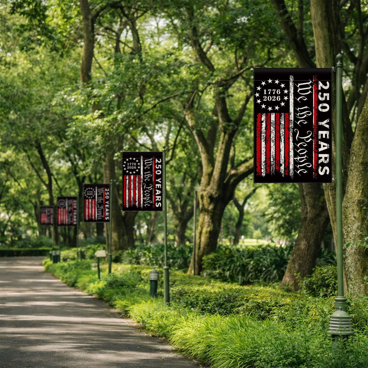 Aymolas weatherproof garden flag shown outdoors on a porch