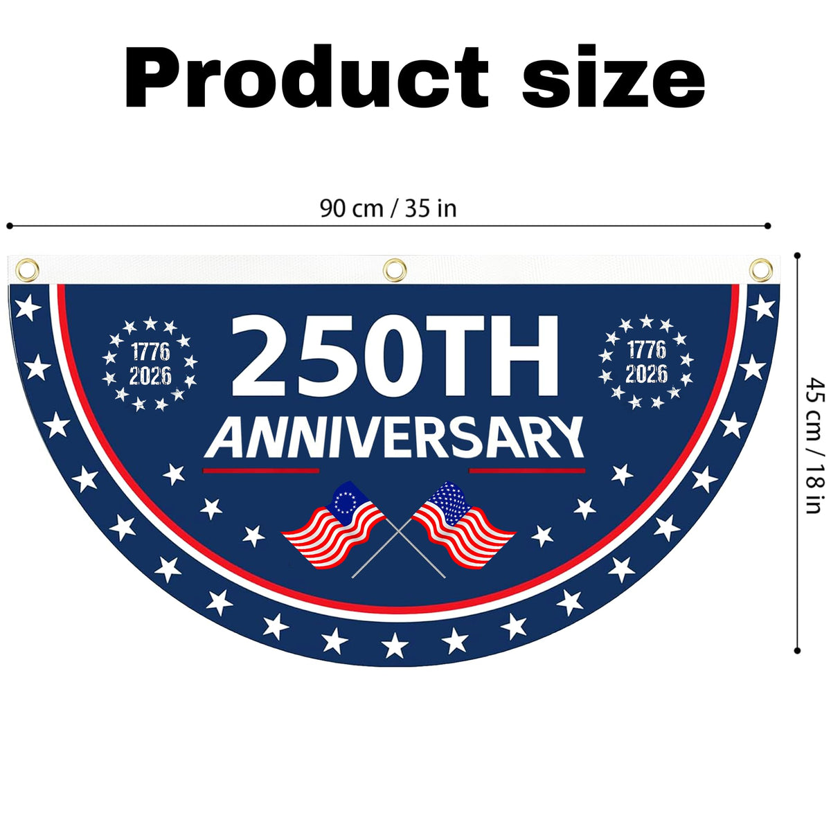 AYTHSRIC 2PCS 250th anniversary flag back view showing opaque windproof back coating.