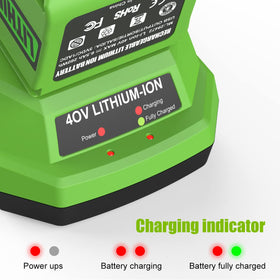 LED fuel gauge on AYTXTG charger for charging visibility.