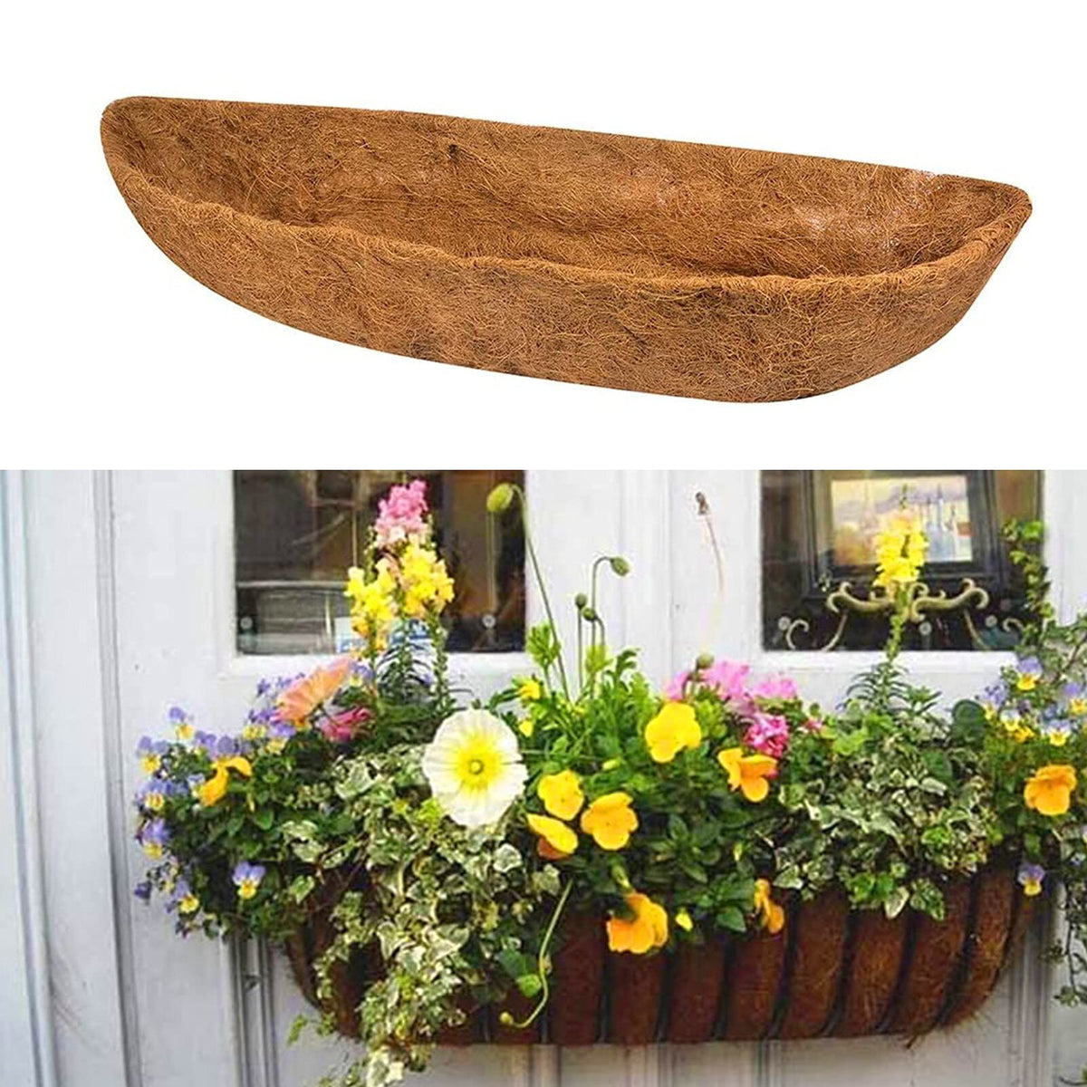 Ayybf wall basket liner in use provides natural look and better drainage.