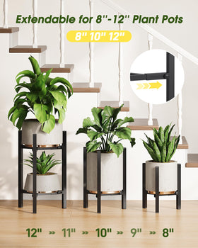 AZADESJET 3-pack plant stand indoor low-height reversible design for layered display