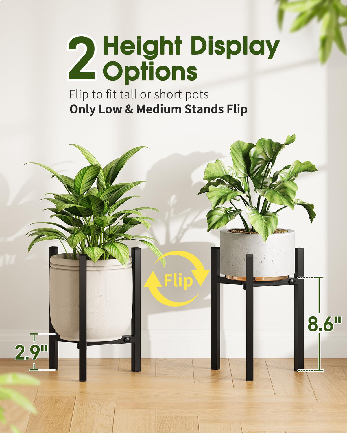 AZADESJET 3-pack plant stand indoor mid-height reversible design for layered display