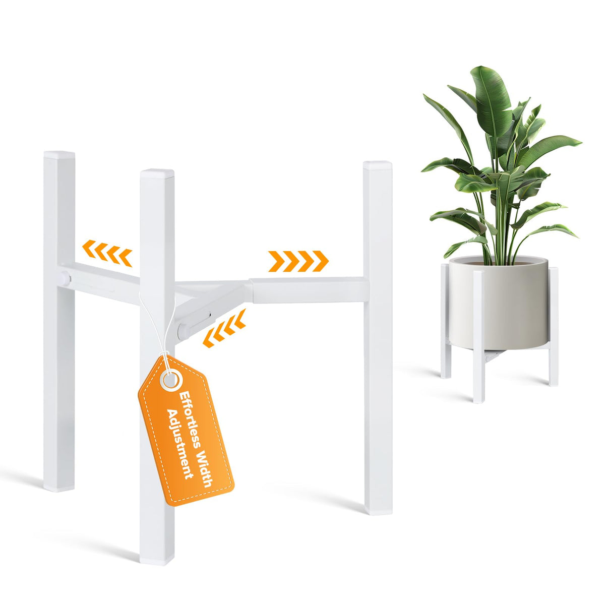 AZADESJET adjustable plant stand demonstrating 8-12 inch pot fit for versatile indoor displays