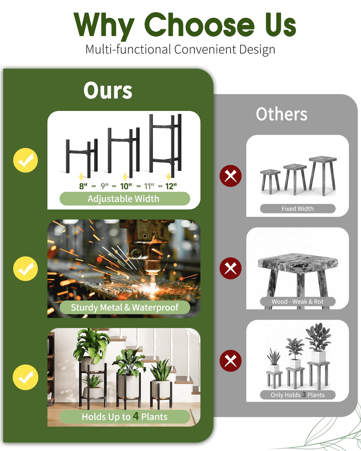 AZADESJET heavy-duty plant stand carbon steel durable and wobble-free