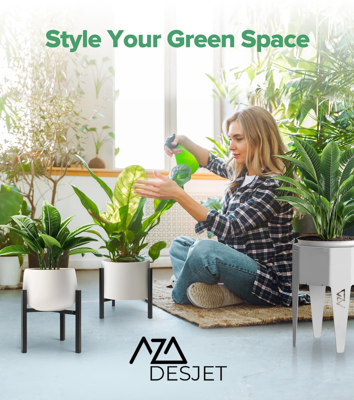 AZADESJET versatile indoor-outdoor stand suitable for plants, decor, or bowls.