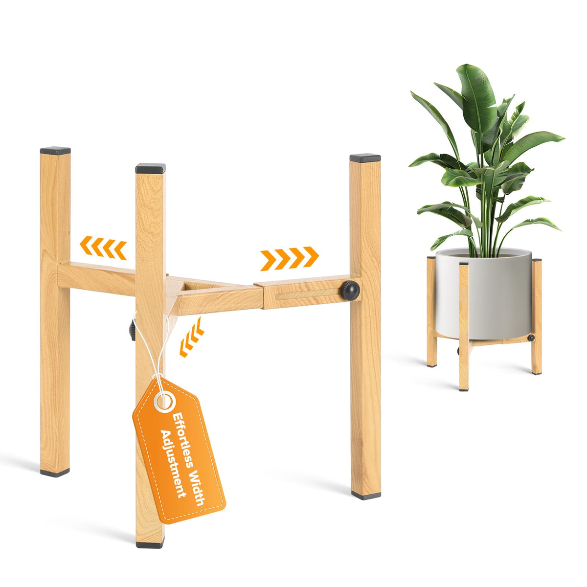 AZADESJET plant stand adjustable width supports 8–12 inch pots for versatile displays