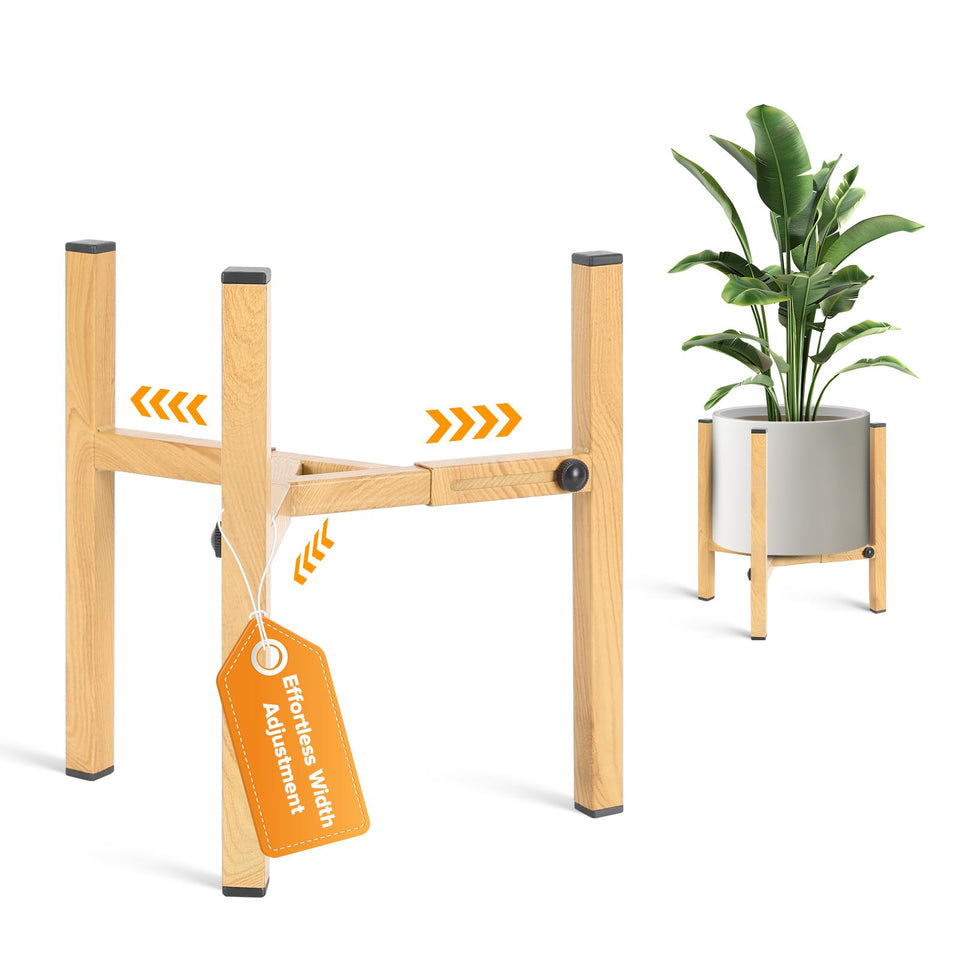 AZADESJET plant stand adjustable width supports 8–12 inch pots for versatile displays