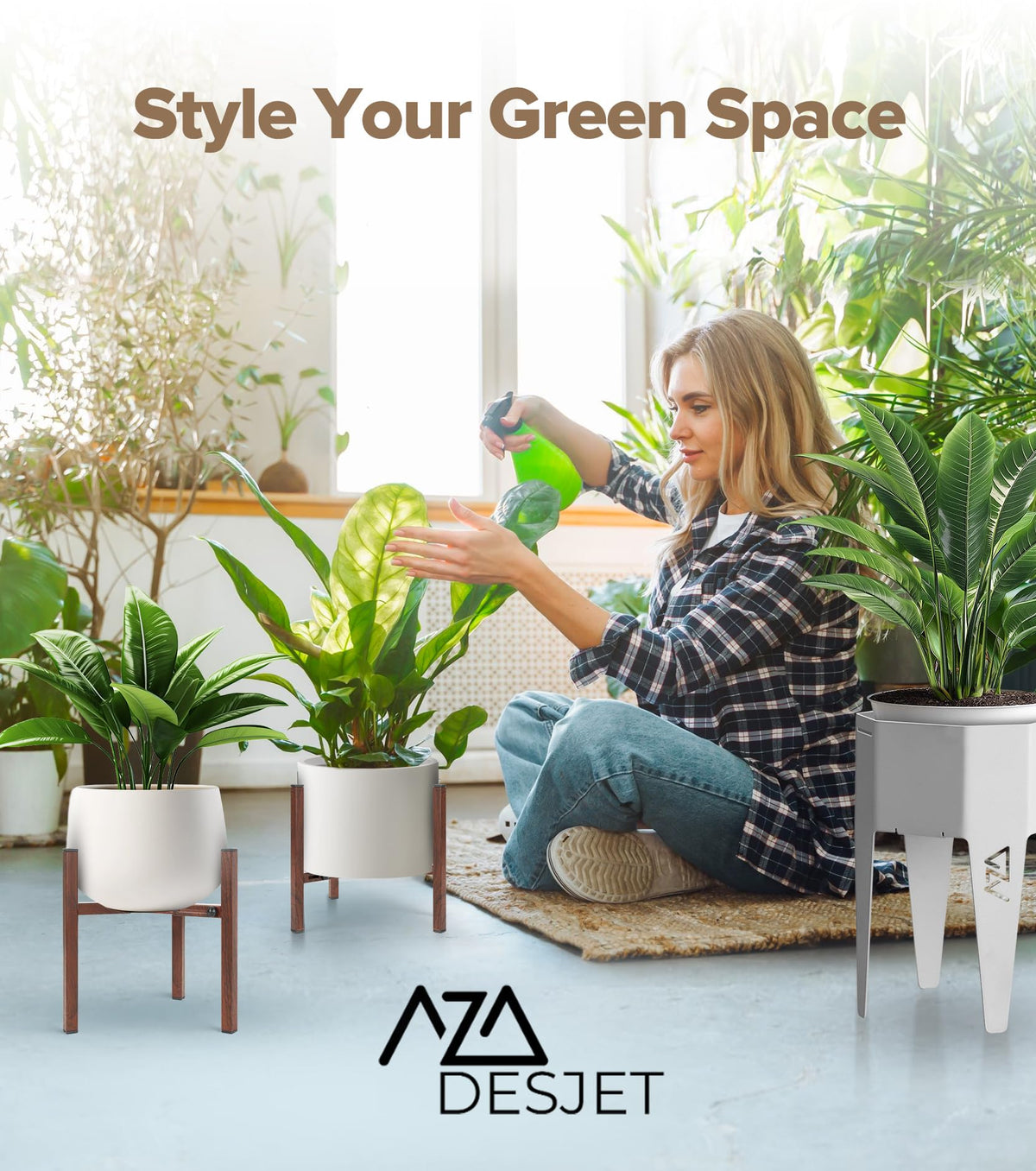 AZADESJET plant stand suitable for indoor or outdoor use in corners.