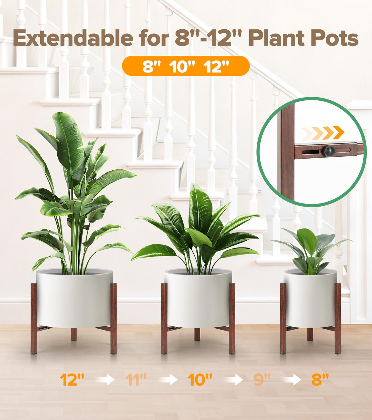 AZADESJET plant stand features reinforced triangle structure for stability with heavy pots.