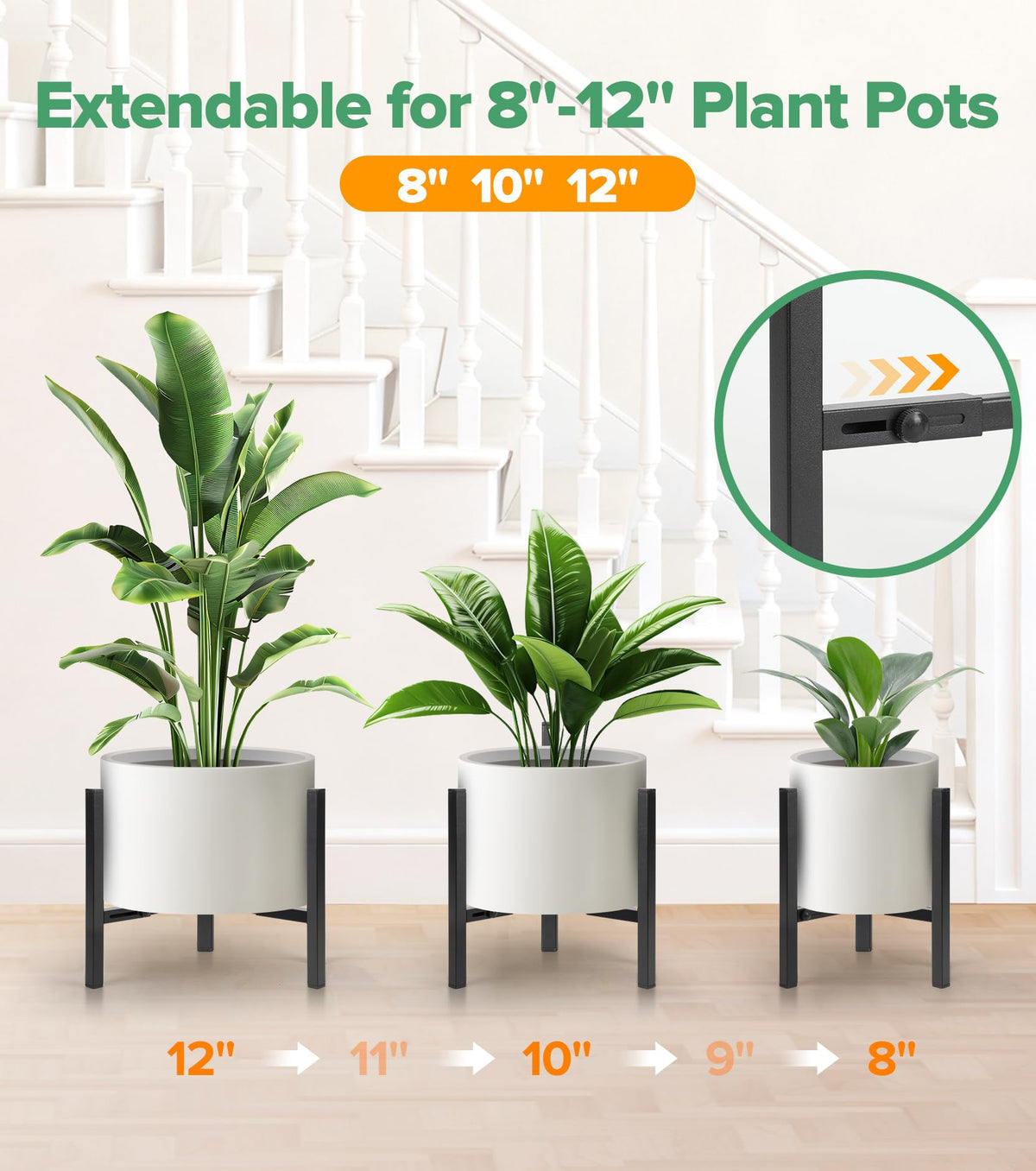 AZADESJET sturdy triangle-structure stand provides stability for heavy pots.