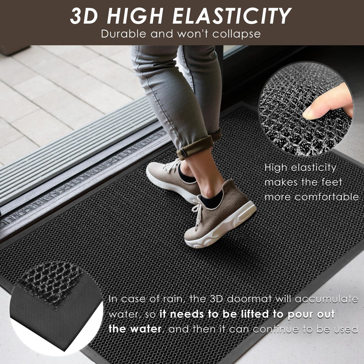 Azadx 3D mesh closeup highlights dirt-trapping grid for cleaner footwear.
