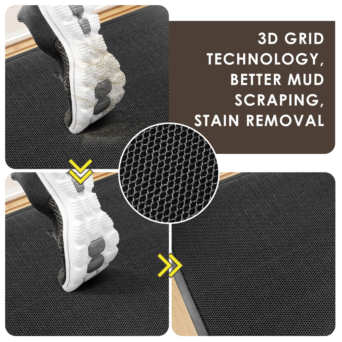 Azadx non-slip rubber backing detail provides stable footing in wet weather.