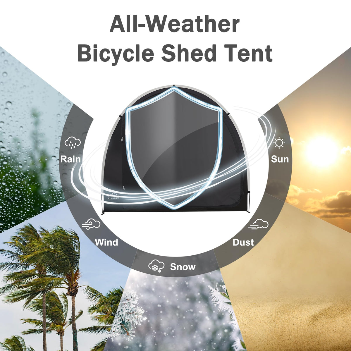 Azaeahom aluminum frame detail ensures sturdy setup for outdoor use.