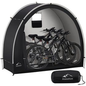 Azaeahom bike storage tent setup protects bikes from rain and sun.
