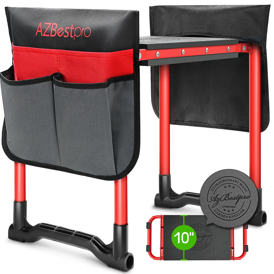 AZBESTPRO garden kneeler with 10-inch seat provides knee-friendly support during weeding