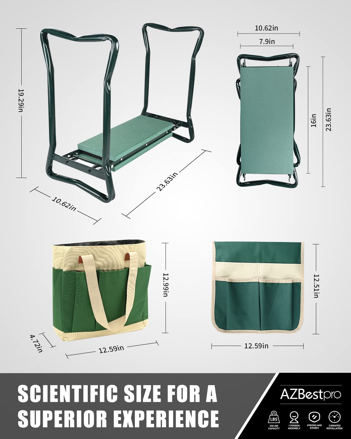 AZBESTPRO garden kneeler in open seat position for comfort