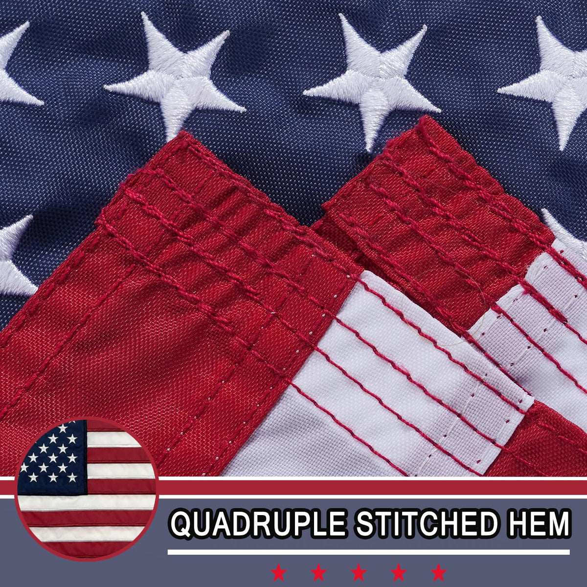 AZCOVER 12x18 flag; vibrant red, white, and blue colors for high visibility.