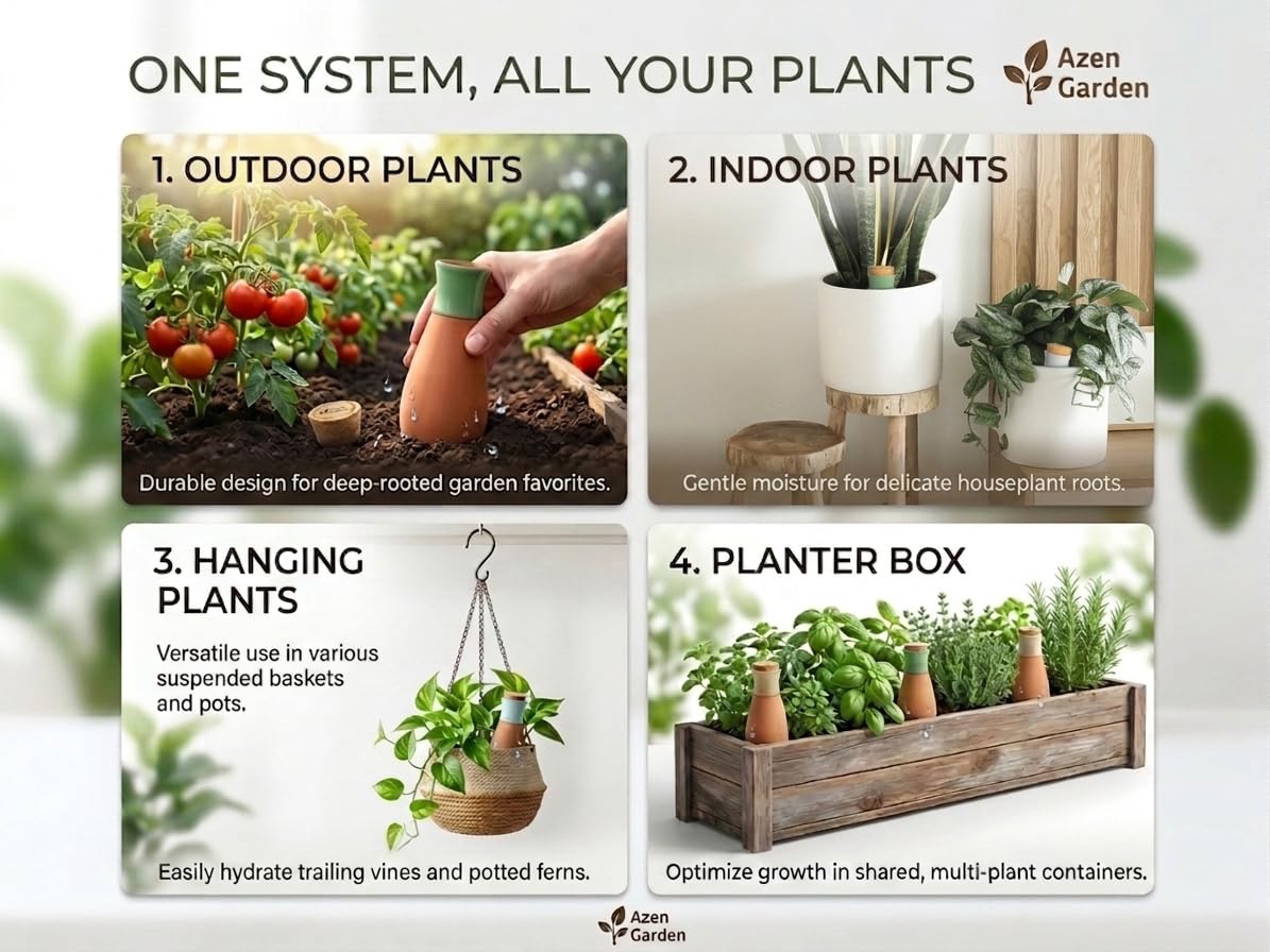Azen Garden Ollas in indoor use, ideal for container plants.