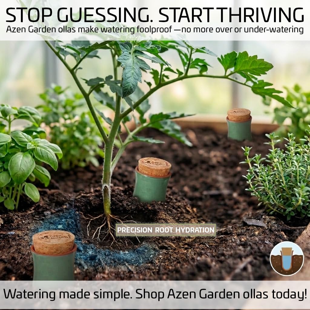 Azen Garden terracotta tone blends with decor while sustaining plants.