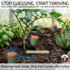 Azen Garden terracotta tone blends with decor while sustaining plants.
