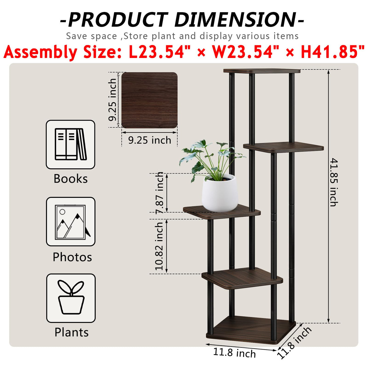AZERPIAN indoor plant rack offers durable support for varied pot sizes.