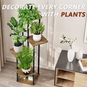 AZERPIAN 5-tier plant stand black finish, sturdy indoor plant display solution
