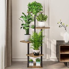 AZERPIAN 5-tier plant stand close-up, durable metal frame and MDF shelves