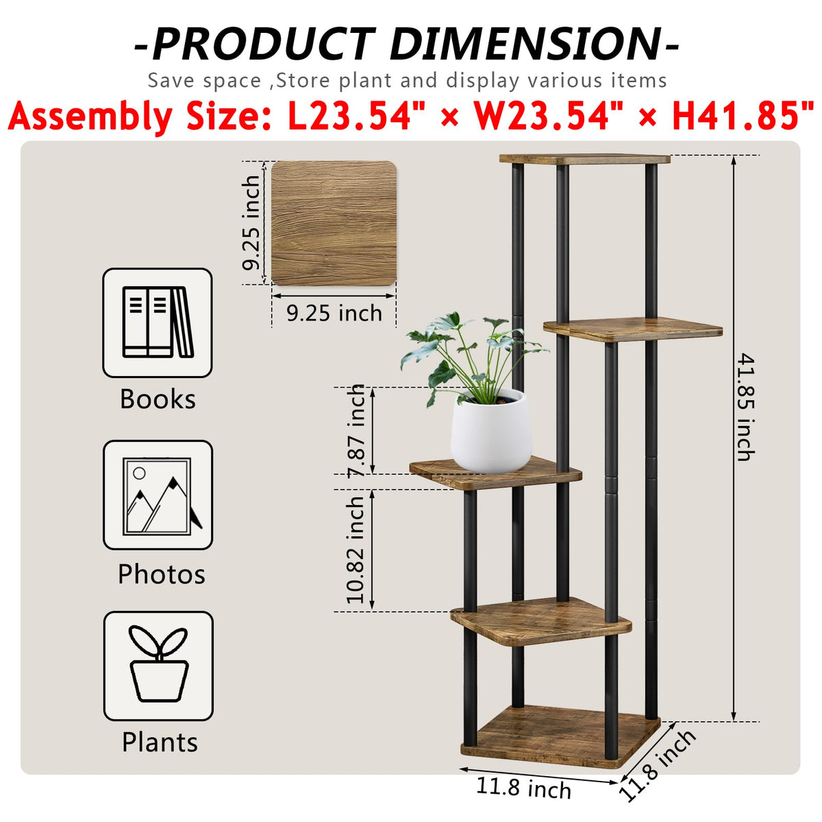 AZERPIAN 5-tier plant stand assembled in a corner, organized plant display